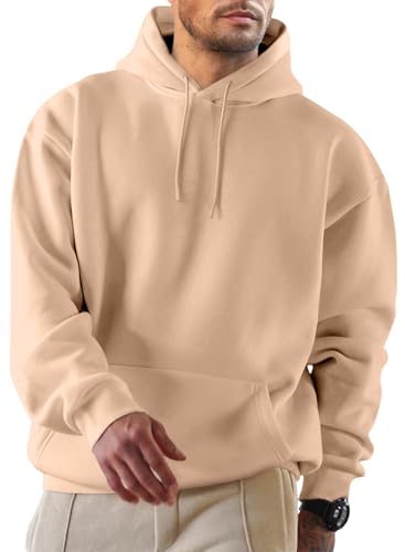 Elegancity Hoodie Herren Kapuzenpullover Langarm Pullover Einfarbig Sweatshirts Basic Sweat Hoodie Baumwolle Winter Casual Khaki L von Elegancity