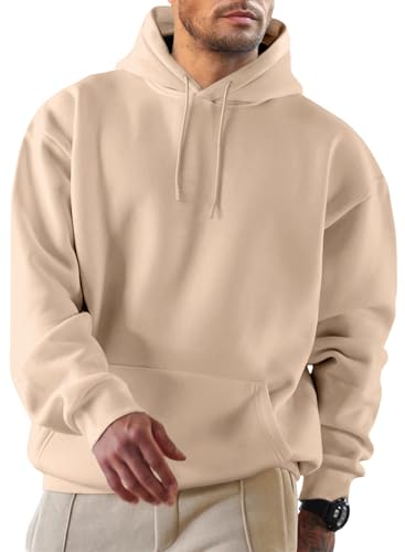 Elegancity Hoodie Herren Kapuzenpullover Langarm Pullover Einfarbig Sweatshirts Basic Sweat Hoodie Baumwolle Winter Casual Khaki XL von Elegancity