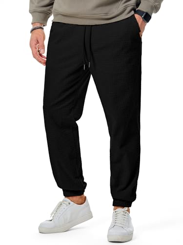 Elegancity Hosen Herren Freizeithose Warme Corduroy Hosen Herren Regular Fit Outdoor Jogginghose Haremshose mit Elastischem Kordelzug Bund und Taschen Schwarz XL von Elegancity