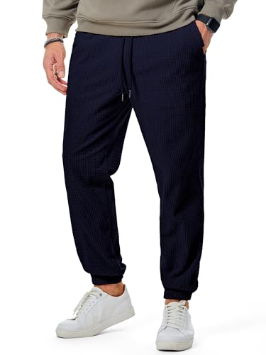 Elegancity Hosen Herren Winter Freizeithose Warme Cord Hosen Herren Regular Fit Outdoor Jogginghose Haremshose mit Elastischem Kordelzug Bund und Taschen Marineblau XXL von Elegancity
