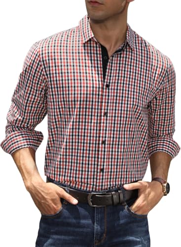 Elegancity Kariertes Hemd Herren Langarm Trachtenhemd Oktoberfest Freizeithemd Karohemden Herrenhemden mit 100% Baumwolle Kent-Kragen rot, XXL Elegancity Kariertes Hemd Herren Langarm Trachtenhemd Oktoberfest Freizeithemd Karohemden Herrenhemden mit 100% Baumwolle Kent-Kragen rot, XXL von Elegancity