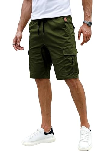 Elegancity Kurze Hosen Grün Herren Cargo Shorts Sommer Freizeithose Kurze Elastische Taille Chino Shorts Mit 6 Taschen M von Elegancity