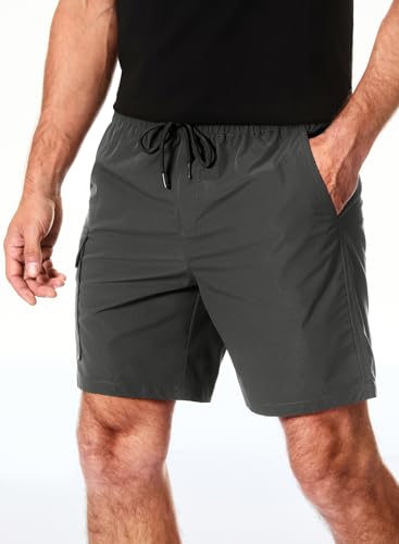 Elegancity Kurze Hosen Herren Bermuda Cargo Shorts Klassischer Schnitt Cargoshorts Sommer Jogginghose Casual Chino Hawaii Freizeithose mit 4 Taschen Dunkel Grau, XXL von Elegancity