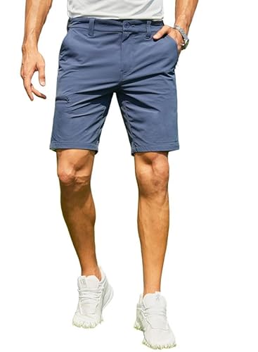 Elegancity Kurze Hosen Herren Golf Hose Kurz Sommer Chino Shorts Passform Freizeithose Männer Cargohose Mit Gürtel Hellblau, M von Elegancity