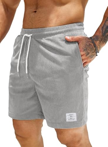 Elegancity Kurze Hosen Herren Sommer Herren Cargo Shorts mit Taschen Elastischer Bund Bermuda Baggy Jogginghose Sporthose Outdoor Kurz Freizeithose Grau M von Elegancity