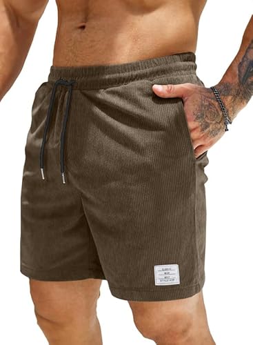 Elegancity Kurze Hosen Herren Sommer Herren Cargo Shorts mit Taschen Elastischer Bund Bermuda Baggy Jogginghose Sporthose Outdoor Kurz Freizeithose Tiefbraun XXL von Elegancity