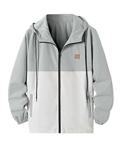 Elegancity Outdoortjacken Herren Grau Leichte Wasserdichte Hoodiejacke Freizeit Hardshelljacke Übergang Funktionsjacke L von Elegancity