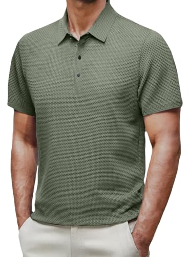 Elegancity Poloshirt Herren T Shirt Herren Kurzarm Sommer Golf Polo Shirts für Männer Sport Tennis Polohemd Regular Fit Lorbeergrün L von Elegancity