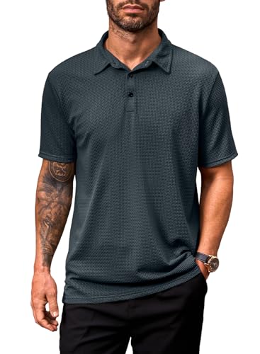 Elegancity Poloshirt Herren T-Shirts für Herren Sommer Sport Shirts Kurzarm Sport Golf Polo für Männer Slim Fit Tshirt Segelblau M von Elegancity