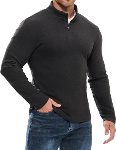 Elegancity Sweatshirt Herren 1/4 Zip Pullover Casual Herren Troyer Regular Fit Trainingspullover Gym Laufshirt Langarm mit reißverschluss,Dunkelgrau L von Elegancity