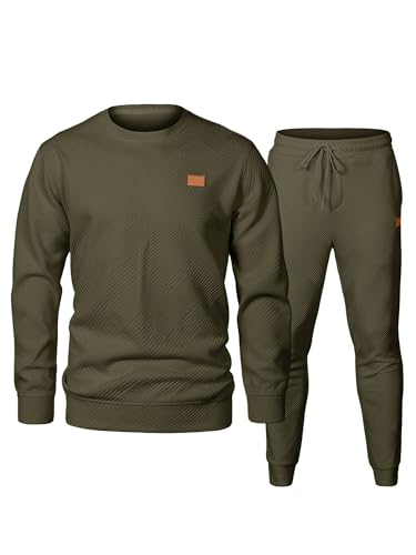 Elegancity Trainingsanzug Herren Set Herren Pullover Sweatshirt und Sporthose Lang 2-Teilige Jogginganzug Sportanzug Herbst Tracksuit,Grün M von Elegancity