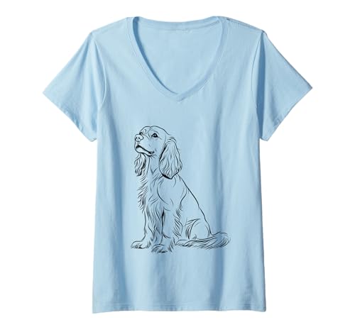 Damen Majestic Dog Outline Art Lovers Delight T-Shirt mit V-Ausschnitt Damen Majestic Dog Outline Art Lovers Delight T-Shirt mit V-Ausschnitt von Elegant Canine Companion Silhouette Lovers