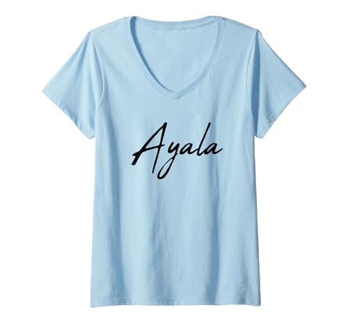 Damen Beautiful Handwritten Font Ayala Calligraphy T-Shirt mit V-Ausschnitt Damen Beautiful Handwritten Font Ayala Calligraphy T-Shirt mit V-Ausschnitt von Elegant Feminine Ayala Designs