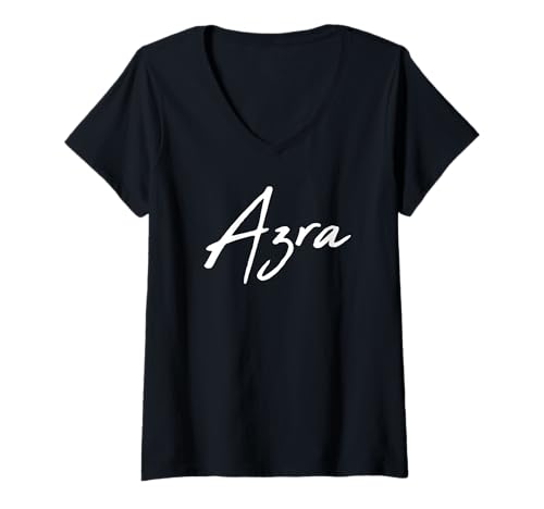 Damen Beautiful Handwritten Font Azra Calligraphy T-Shirt mit V-Ausschnitt Damen Beautiful Handwritten Font Azra Calligraphy T-Shirt mit V-Ausschnitt von Elegant Feminine Azra Gift Ideas for Her