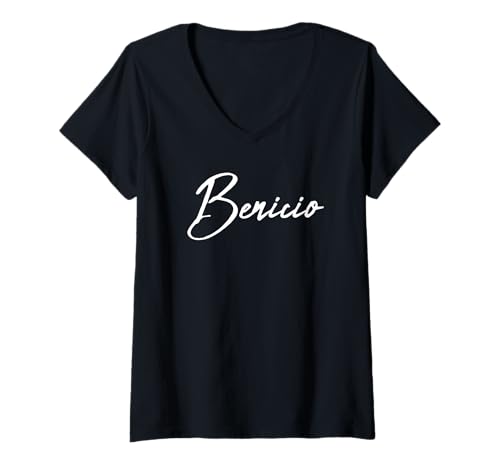 Damen Beautiful Handwritten Font Benicio Calligraphy T-Shirt mit V-Ausschnitt Damen Beautiful Handwritten Font Benicio Calligraphy T-Shirt mit V-Ausschnitt von Elegant Feminine Benicio Designs
