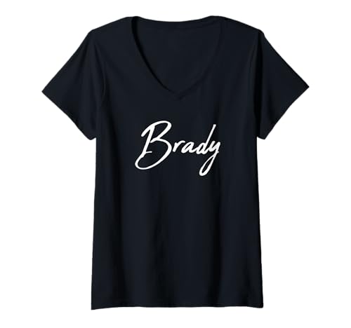 Damen Beautiful Handwritten Font Brady Calligraphy T-Shirt mit V-Ausschnitt Damen Beautiful Handwritten Font Brady Calligraphy T-Shirt mit V-Ausschnitt von Elegant Feminine Brady Designs