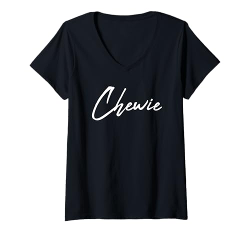 Damen Beautiful Handwritten Font Chewie Calligraphy T-Shirt mit V-Ausschnitt Damen Beautiful Handwritten Font Chewie Calligraphy T-Shirt mit V-Ausschnitt von Elegant Feminine Chewie Designs