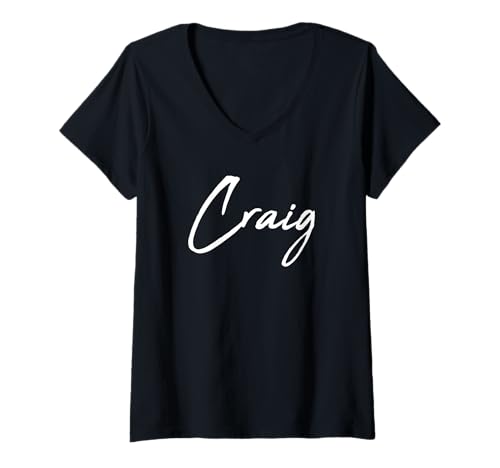 Damen Beautiful Handwritten Font Craig Calligraphy T-Shirt mit V-Ausschnitt Damen Beautiful Handwritten Font Craig Calligraphy T-Shirt mit V-Ausschnitt von Elegant Feminine Craig Designs