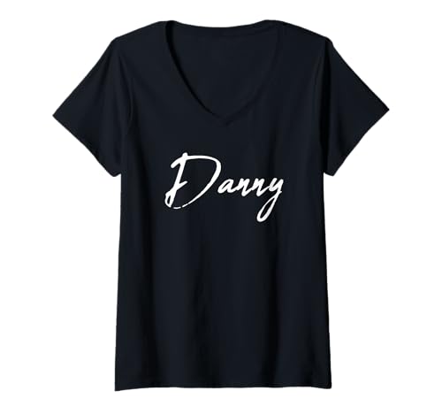 Damen Beautiful Handwritten Font Danny Calligraphy T-Shirt mit V-Ausschnitt Damen Beautiful Handwritten Font Danny Calligraphy T-Shirt mit V-Ausschnitt von Elegant Feminine Danny Designs