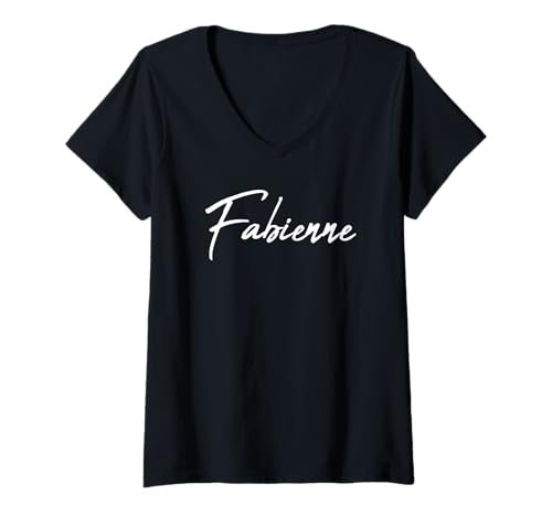 Damen Beautiful Handwritten Font Fabienne Calligraphy T-Shirt mit V-Ausschnitt Damen Beautiful Handwritten Font Fabienne Calligraphy T-Shirt mit V-Ausschnitt von Elegant Feminine Fabienne Designs