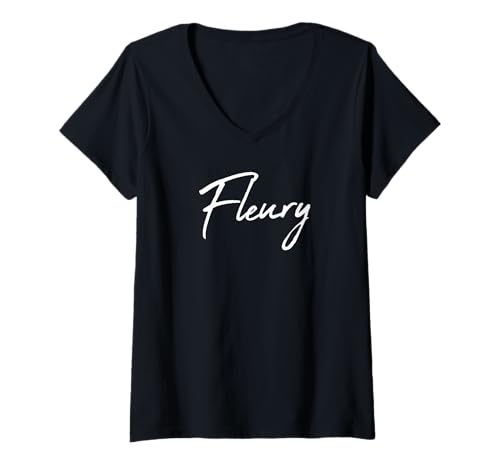 Damen Beautiful Handwritten Font Fleury Calligraphy T-Shirt mit V-Ausschnitt Damen Beautiful Handwritten Font Fleury Calligraphy T-Shirt mit V-Ausschnitt von Elegant Feminine Fleury Designs