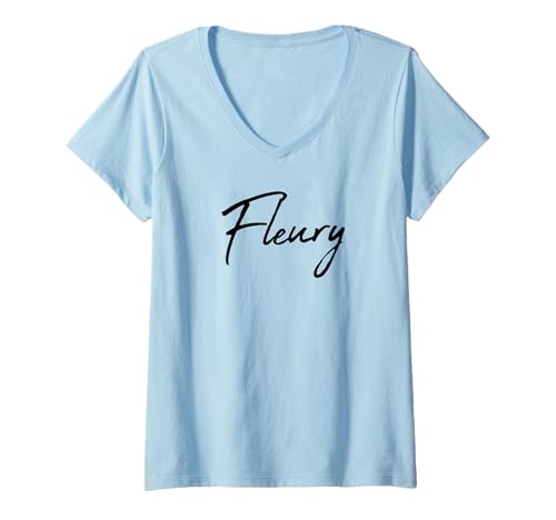 Damen Beautiful Handwritten Font Fleury Calligraphy T-Shirt mit V-Ausschnitt Damen Beautiful Handwritten Font Fleury Calligraphy T-Shirt mit V-Ausschnitt von Elegant Feminine Fleury Designs