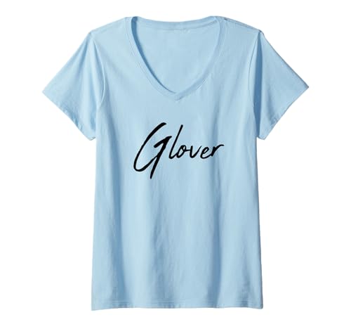 Damen Beautiful Handwritten Font Glover Calligraphy T-Shirt mit V-Ausschnitt Damen Beautiful Handwritten Font Glover Calligraphy T-Shirt mit V-Ausschnitt von Elegant Feminine Glover Designs