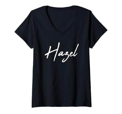 Damen Beautiful Handwritten Font Hazel Calligraphy T-Shirt mit V-Ausschnitt Damen Beautiful Handwritten Font Hazel Calligraphy T-Shirt mit V-Ausschnitt von Elegant Feminine Hazel Designs
