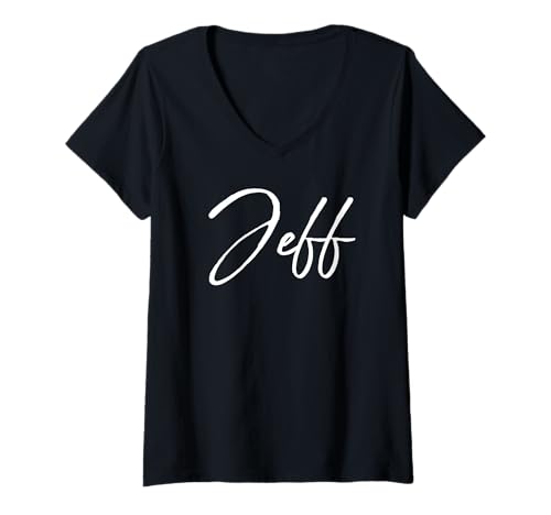 Damen Beautiful Handwritten Font Jeff Calligraphy T-Shirt mit V-Ausschnitt Damen Beautiful Handwritten Font Jeff Calligraphy T-Shirt mit V-Ausschnitt von Elegant Feminine Jeff Gift Ideas for Her
