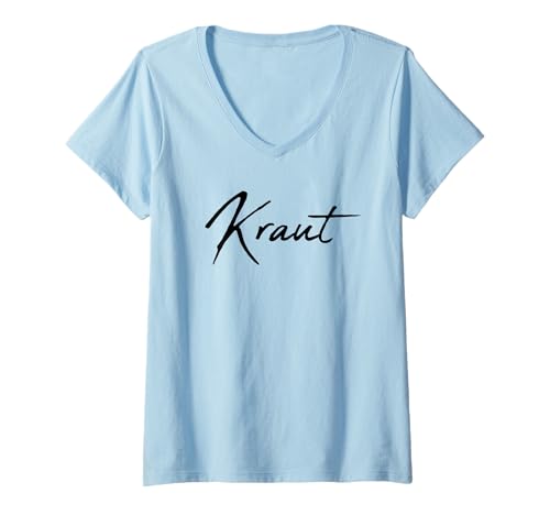 Damen Beautiful Handwritten Font Kraut Calligraphy Germany T-Shirt mit V-Ausschnitt Damen Beautiful Handwritten Font Kraut Calligraphy Germany T-Shirt mit V-Ausschnitt von Elegant Feminine Kraut German Gift Ideas for Her