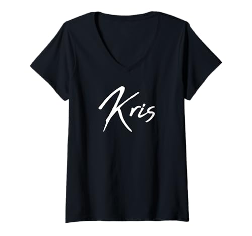 Damen Beautiful Handwritten Font Kris Calligraphy T-Shirt mit V-Ausschnitt Damen Beautiful Handwritten Font Kris Calligraphy T-Shirt mit V-Ausschnitt von Elegant Feminine Kris Designs