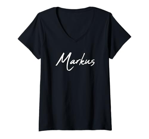 Damen Beautiful Handwritten Font Markus Calligraphy T-Shirt mit V-Ausschnitt Damen Beautiful Handwritten Font Markus Calligraphy T-Shirt mit V-Ausschnitt von Elegant Feminine Markus Designs