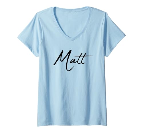 Damen Beautiful Handwritten Font Matt Calligraphy T-Shirt mit V-Ausschnitt Damen Beautiful Handwritten Font Matt Calligraphy T-Shirt mit V-Ausschnitt von Elegant Feminine Matt Gift Ideas for Her