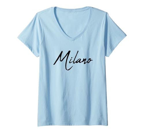 Damen Beautiful Handwritten Font Milano Calligraphy T-Shirt mit V-Ausschnitt Damen Beautiful Handwritten Font Milano Calligraphy T-Shirt mit V-Ausschnitt von Elegant Feminine Milano Gift Ideas for Her