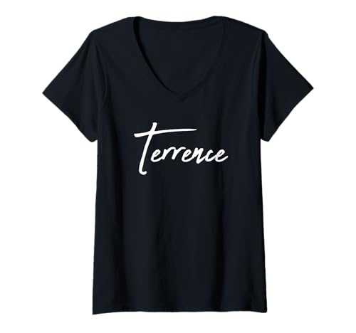 Damen Beautiful Handwritten Font Terrence Calligraphy T-Shirt mit V-Ausschnitt Damen Beautiful Handwritten Font Terrence Calligraphy T-Shirt mit V-Ausschnitt von Elegant Feminine Terrence Designs