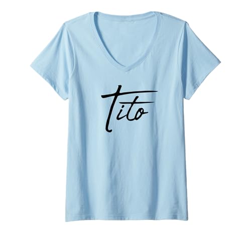 Damen Beautiful Handwritten Font Tito Calligraphy T-Shirt mit V-Ausschnitt von Elegant Feminine Tito Gift Ideas for Her