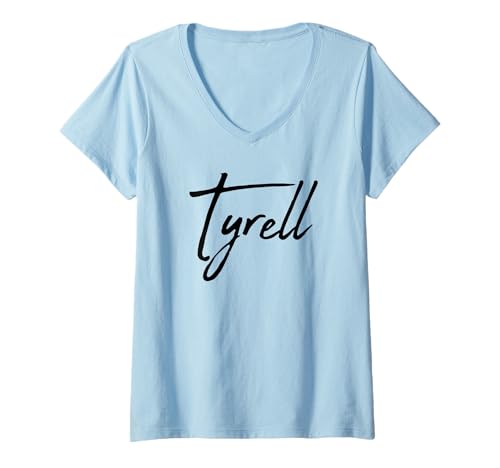 Damen Beautiful Handwritten Font Tyrell Calligraphy T-Shirt mit V-Ausschnitt Damen Beautiful Handwritten Font Tyrell Calligraphy T-Shirt mit V-Ausschnitt von Elegant Feminine Tyrell Gift Ideas for Her