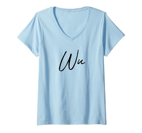 Damen Beautiful Handwritten Font Wu Calligraphy T-Shirt mit V-Ausschnitt Damen Beautiful Handwritten Font Wu Calligraphy T-Shirt mit V-Ausschnitt von Elegant Feminine Wu Designs
