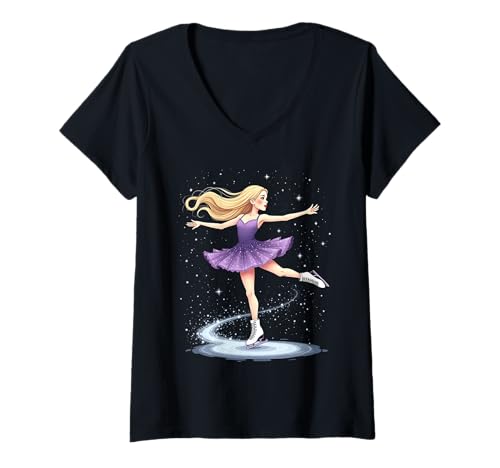 Damen Elegante Eiskunstläuferin Tanzt auf Eismädchen T-Shirt mit V-Ausschnitt Damen Elegante Eiskunstläuferin Tanzt auf Eismädchen T-Shirt mit V-Ausschnitt von Elegant Ice Skater Illustration Ideas