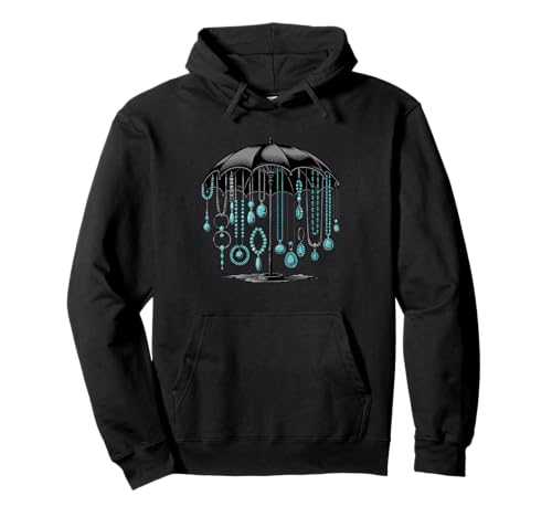 Schicker Regenschirm mit hängendem Schmuckmotiv Pullover Hoodie Schicker Regenschirm mit hängendem Schmuckmotiv Pullover Hoodie von Elegant Jewelry Umbrella Display Art