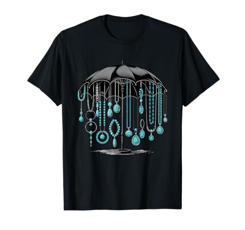Schicker Regenschirm mit hängendem Schmuckmotiv T-Shirt von Elegant Jewelry Umbrella Display Art