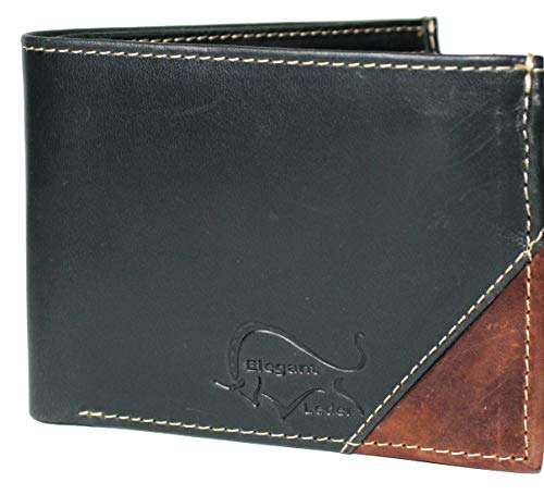 Elegant Leder Geldbeutel Männer Geldbörse Herren Portemonnaie Portmonaise Portmonee Mens Wallet Leather Brieftasche Ledergeldbeutel Ledergeldbörse Portmone Echt Leder (Blau) von Elegant Leder