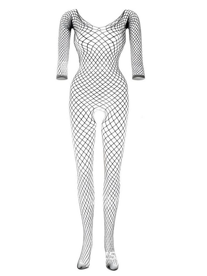 Elegant Love Bodystocking-Ouvert Netz-Langarm-Bodystocking mit Ouvert – Reizwäsche in großen Größen Plus Size Dessous mit offenem Schritt – Netzdesign für Damen von Elegant Love