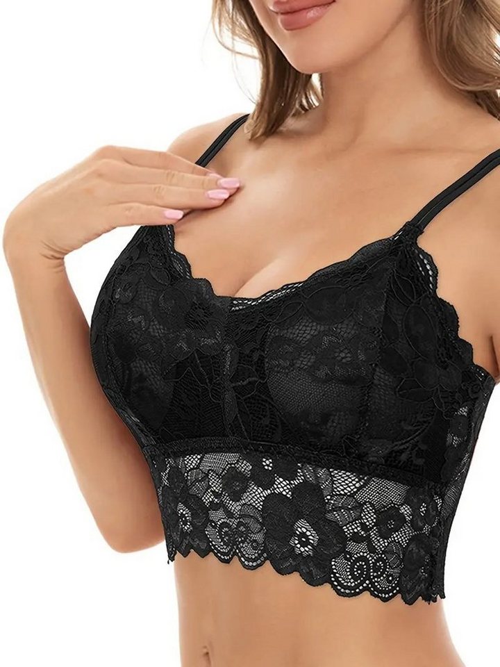 Elegant Love Push-up-BH Sexy Bra,Floraler Spitzen-Push-up, Drahtloser BH, Ausgehöhltes Dessous (1-tlg) Elegante Spitzen Lingerie, Unterwäsche für Damen von Elegant Love