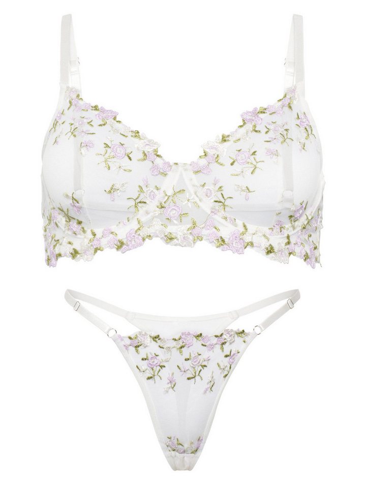 Elegant Love Set: Bügel-BH Dessous-Set aus bestickter Spitze - elegantes BH-Set, Unterwäsche Set (Set, 2-tlg., mit Tanga) BH mit String, Lingerie Set von Elegant Love