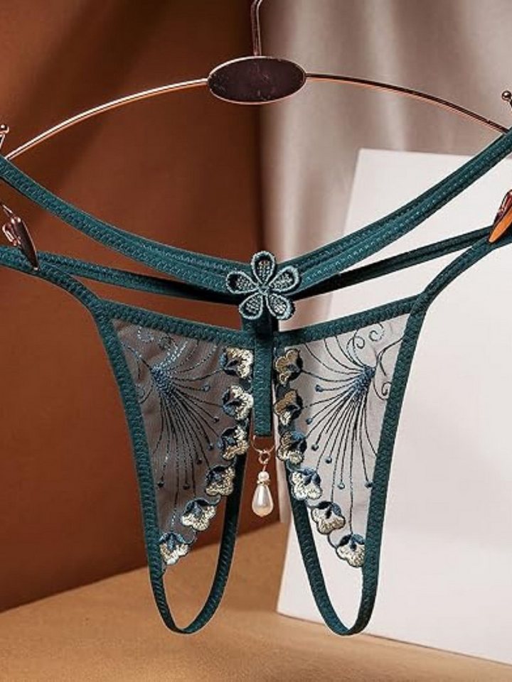 Elegant Love Tanga-Ouvert Tanga aus Netzstoff mit Spitze und Ouvert – Damen-Dessous Transparenter Blumen-String – Offen im Schritt von Elegant Love