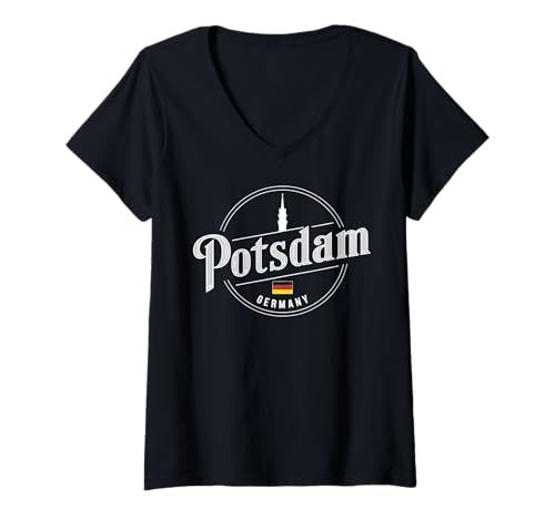 Damen Potsdam Deutschland Edles Stadtreise Design T-Shirt mit V-Ausschnitt Damen Potsdam Deutschland Edles Stadtreise Design T-Shirt mit V-Ausschnitt von Elegant Potsdam Cityscape German Travel Apparel