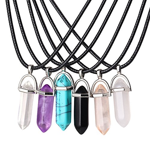 Elegant Rose 6 Stück Freundschaftsanhänger an schwarzer Halskette für Damen, Anhänger in Prismenform. von Elegant Rose