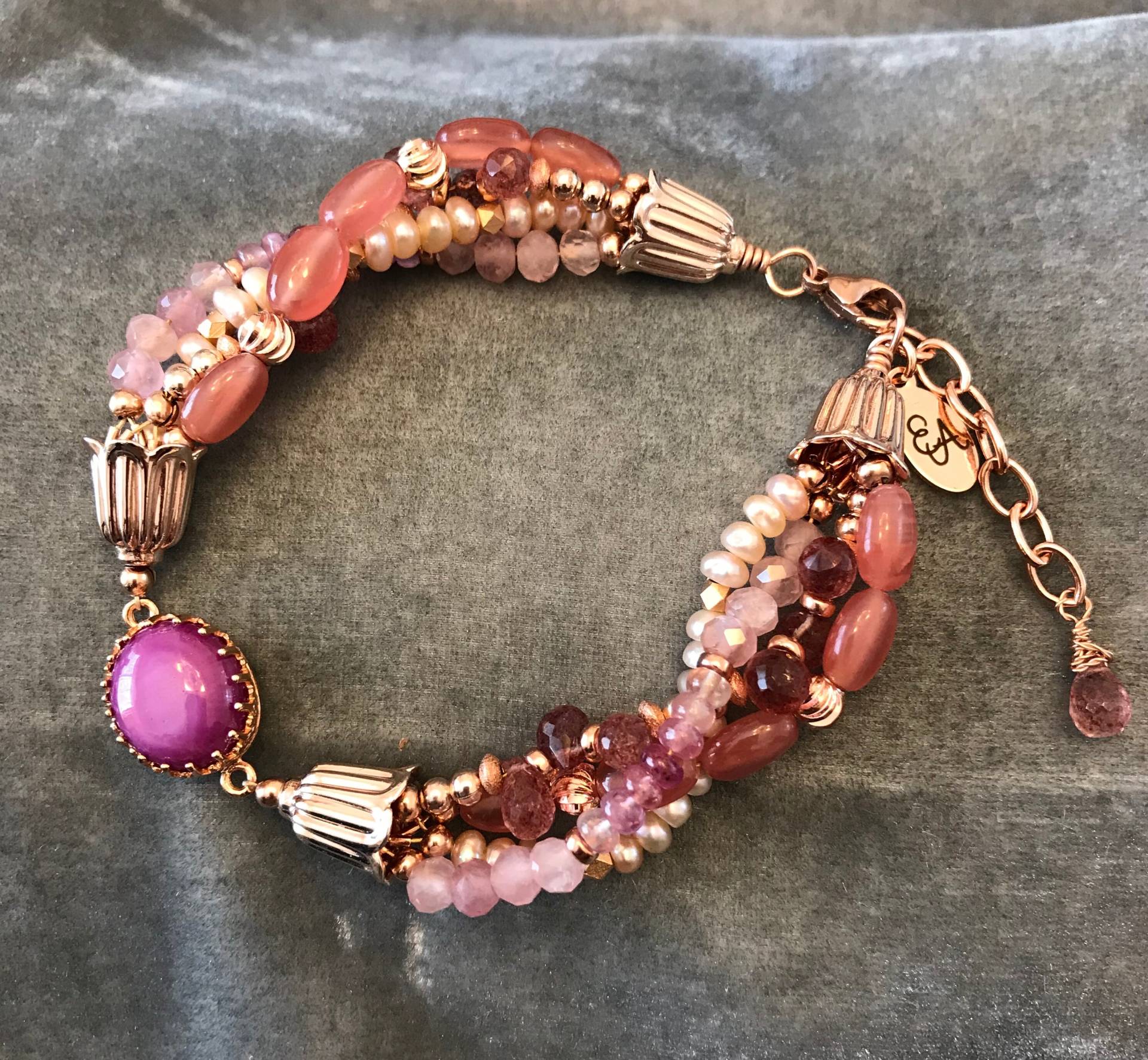 stern-Rubin Und Rosa Edelstein Rose Gold-Armband - 50 Schattierungen Von stern-Rubin Und Rosa Edelstein Rose Gold-Armband - 50 Schattierungen Von von ElegantAdornmentsCo