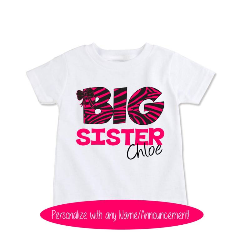 Big Schwester Geschwister Shirt Diva Rosa Zebra Druck Mädchen Benutzerdefinierte Namen Tshirt, Süße Kleinkind Kleidung Personalisieren Mit Jedem von ElegantByDesignCo